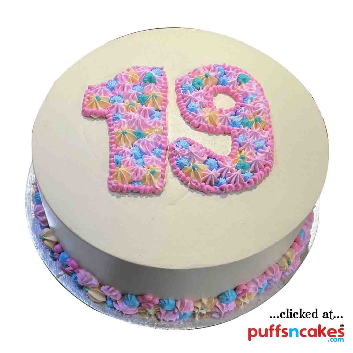 (1602) Nineteenth 19th Birthday Age Number Cake